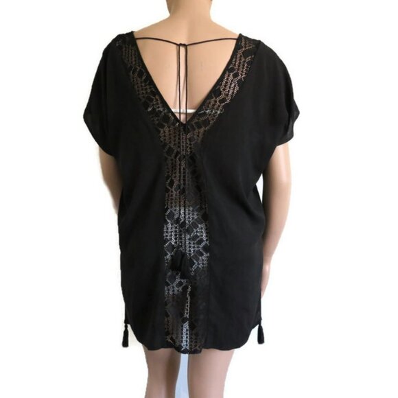 Fortune Swimwear for Anthropologie Kaftan Swimsuit Cover Up Lace + Tassel 8-14 - Picture 2 of 2